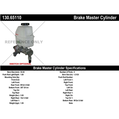 New Master Cylinder by CENTRIC PARTS - 130.65110 pa1