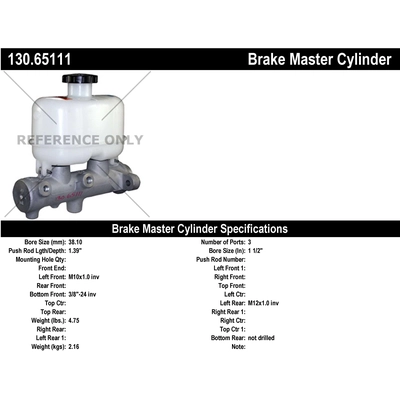 CENTRIC PARTS - 130.65111 - Brake Master Cylinder pa1