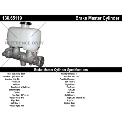 New Master Cylinder by CENTRIC PARTS - 130.65119 pa1