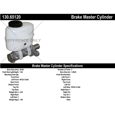 Maître-cylindre neuf par CENTRIC PARTS - 130.65120 pa1