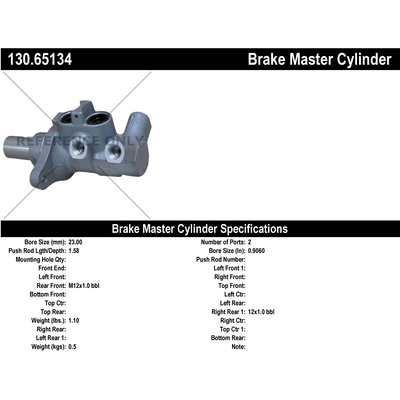 New Master Cylinder by CENTRIC PARTS - 130.65134 pa1