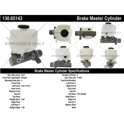 New Master Cylinder by CENTRIC PARTS - 130.65143 pa1