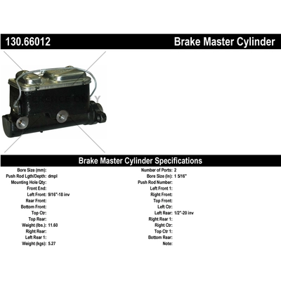New Master Cylinder by CENTRIC PARTS - 130.66012 pa1