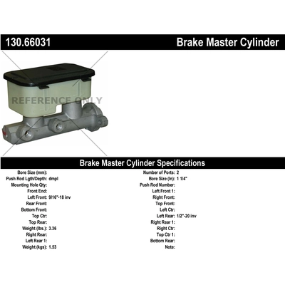 CENTRIC PARTS - 130.66031 - Brake Master Cylinder pa1