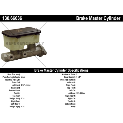 New Master Cylinder by CENTRIC PARTS - 130.66036 pa1