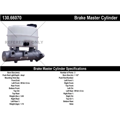 New Master Cylinder by CENTRIC PARTS - 130.66070 pa1