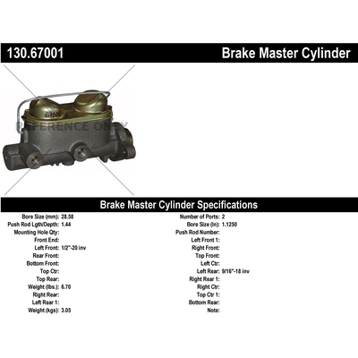 New Master Cylinder by CENTRIC PARTS - 130.67001 pa1