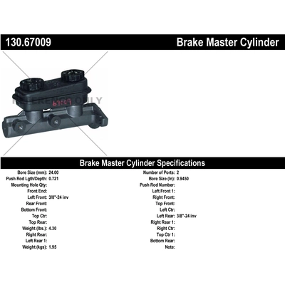 New Master Cylinder by CENTRIC PARTS - 130.67009 pa1