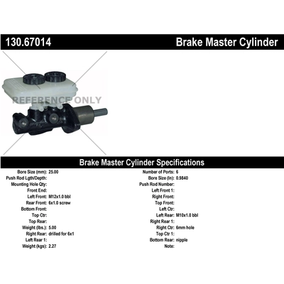 New Master Cylinder by CENTRIC PARTS - 130.67014 pa1