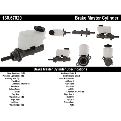 New Master Cylinder by CENTRIC PARTS - 130.67020 pa7