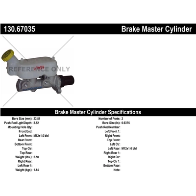 New Master Cylinder by CENTRIC PARTS - 130.67035 pa1