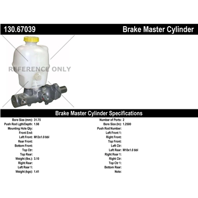 New Master Cylinder by CENTRIC PARTS - 130.67039 pa1