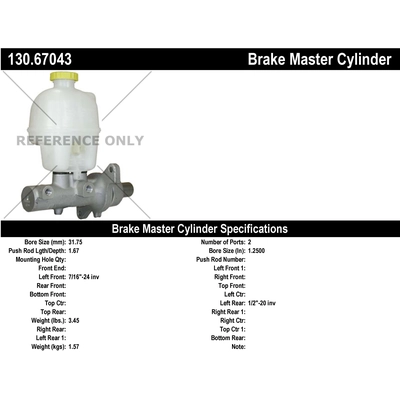 New Master Cylinder by CENTRIC PARTS - 130.67043 pa1