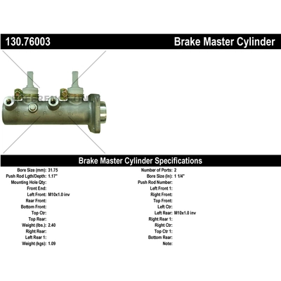 New Master Cylinder by CENTRIC PARTS - 130.76003 pa1