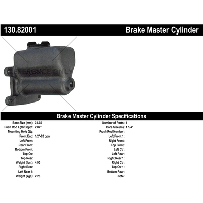 New Master Cylinder by CENTRIC PARTS - 130.82001 pa1
