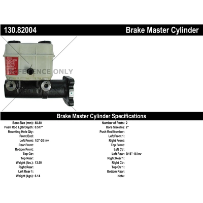 New Master Cylinder by CENTRIC PARTS - 130.82004 pa1