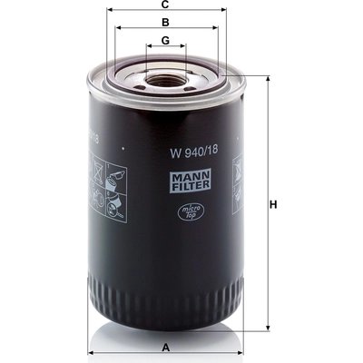 MANN-FILTER - W940/18 - Engine Oil Filter pa4