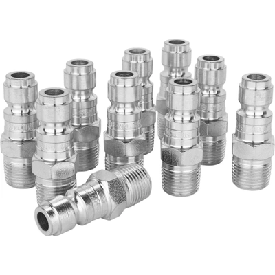 MILTON INDUSTRIES INC - 1807 - P-Style 3/8 (M) NPT Quick Coupler Plug in Box Package, 10 Pieces (Pack of 10) pa2