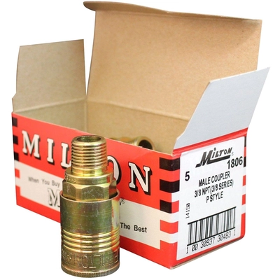P-Style 3/8" (M) NPT x 3/8" 68 CFM Steel Quick Coupler Body, 5 Pieces (Pack of 5) by MILTON INDUSTRIES INC - 1806 pa2
