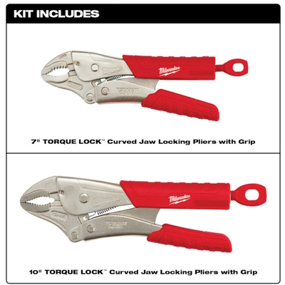 MILWAUKEE - 48-22-3402 - 7" & 10" Curved Jaw Locking Pliers Set With Grip pa2