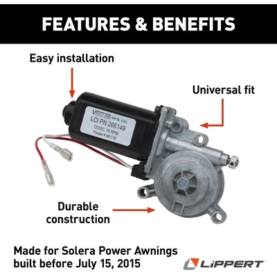 Power RV Awning Replacement Motor by LIPPERT COMPONENTS - 266149 pa11