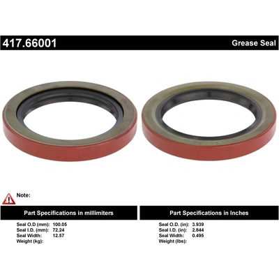 Rear Axle Seal by CENTRIC PARTS - 417.66001 pa3