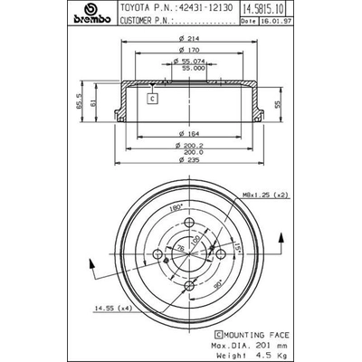 Tambour de frein arri�re by BREMBO - 14.5815.10 pa2