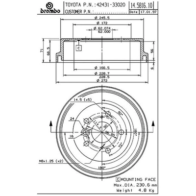 BREMBO - 14.5816.10 - Brake Drum pa2