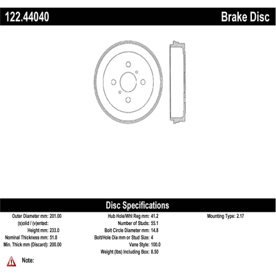 Rear Brake Drum by CENTRIC PARTS - 122.44040 pa1