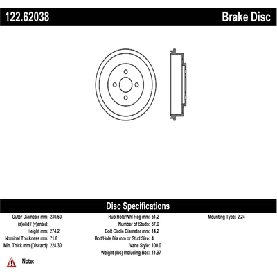 Rear Brake Drum by CENTRIC PARTS - 122.62038 pa1