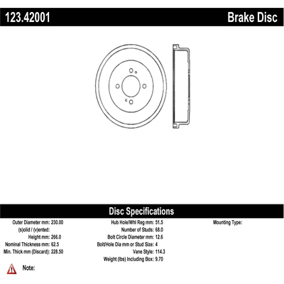 Rear Brake Drum by CENTRIC PARTS - 123.42001 pa1