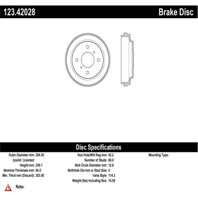 Tambour de frein arri�re by CENTRIC PARTS - 123.42028 pa1