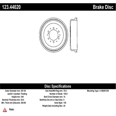 Rear Brake Drum by CENTRIC PARTS - 123.44020 pa1
