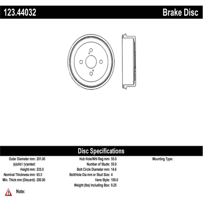 Rear Brake Drum by CENTRIC PARTS - 123.44032 pa2