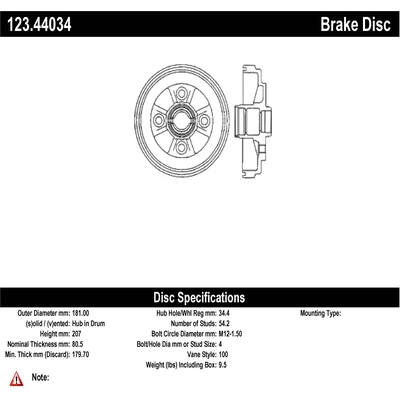 Rear Brake Drum by CENTRIC PARTS - 123.44034 pa1