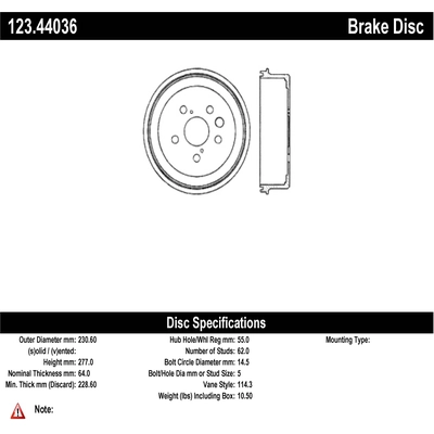 Rear Brake Drum by CENTRIC PARTS - 123.44036 pa2
