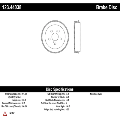 Rear Brake Drum by CENTRIC PARTS - 123.44038 pa1