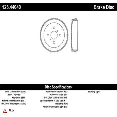 Rear Brake Drum by CENTRIC PARTS - 123.44040 pa1