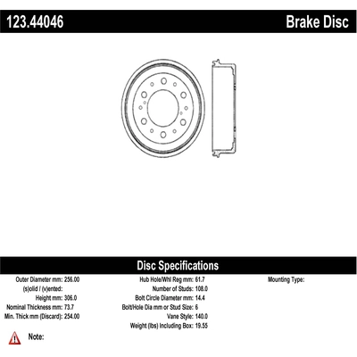 CENTRIC PARTS - 123.44046 - Tambour de frein arri�re pa2