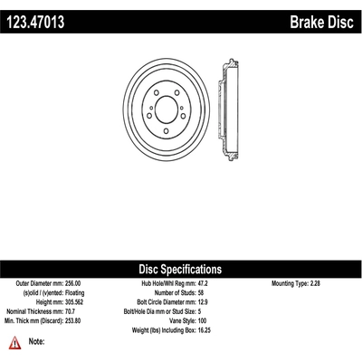 Rear Brake Drum by CENTRIC PARTS - 123.47013 pa1