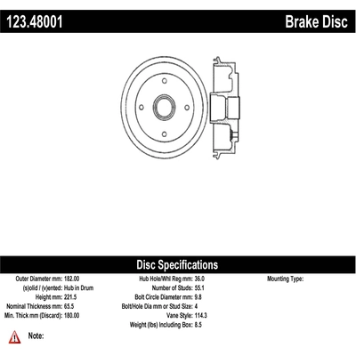 Rear Brake Drum by CENTRIC PARTS - 123.48001 pa2