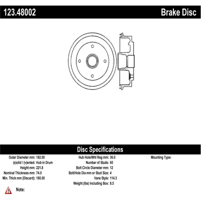 Rear Brake Drum by CENTRIC PARTS - 123.48002 pa1