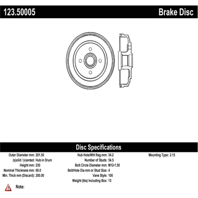 Rear Brake Drum by CENTRIC PARTS - 123.50005 pa2