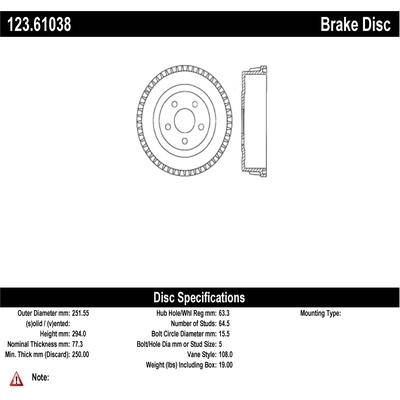 Tambour de frein arrière par CENTRIC PARTS - 123.61038 pa1