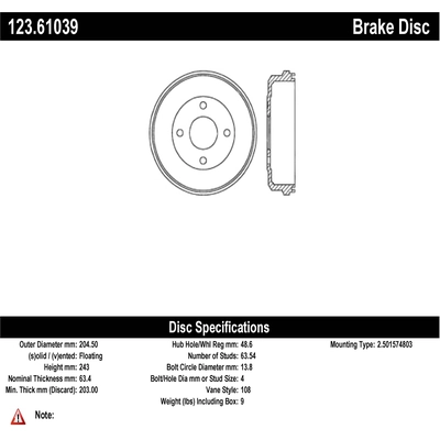 Rear Brake Drum by CENTRIC PARTS - 123.61039 pa1