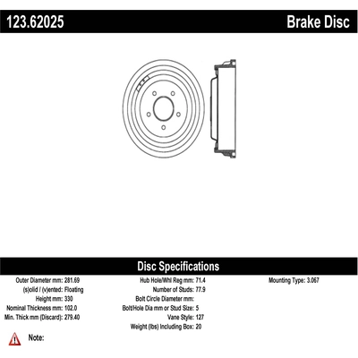 Rear Brake Drum by CENTRIC PARTS - 123.62025 pa1