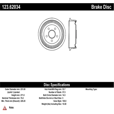 Rear Brake Drum by CENTRIC PARTS - 123.62034 pa1