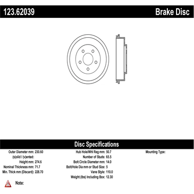 Rear Brake Drum by CENTRIC PARTS - 123.62039 pa1