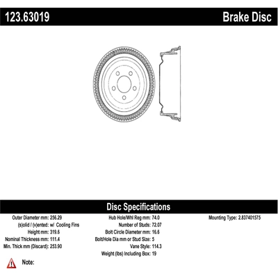 Rear Brake Drum by CENTRIC PARTS - 123.63019 pa1