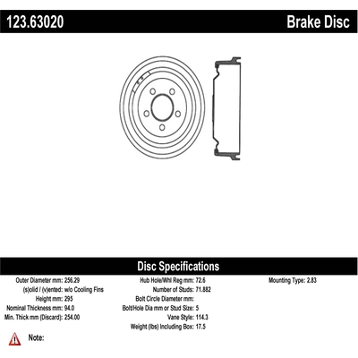 Rear Brake Drum by CENTRIC PARTS - 123.63020 pa1